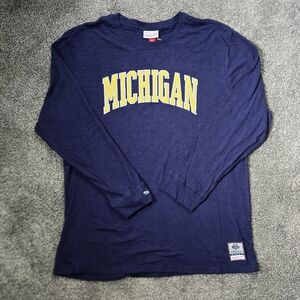 Mitchell & Ness University Of Michigan Navy Slub Long Sleeve Tee NEW size 2XL